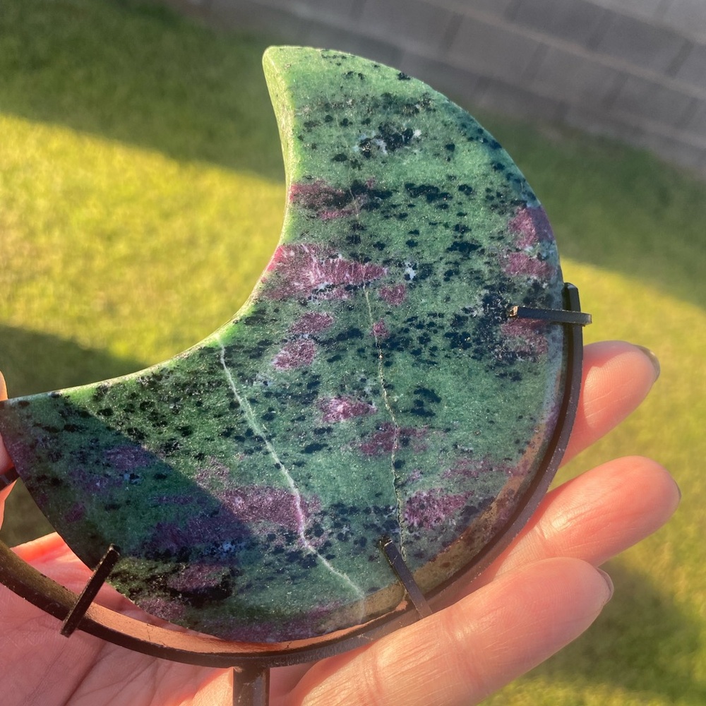 Ruby Zoisite Moon with Stand
